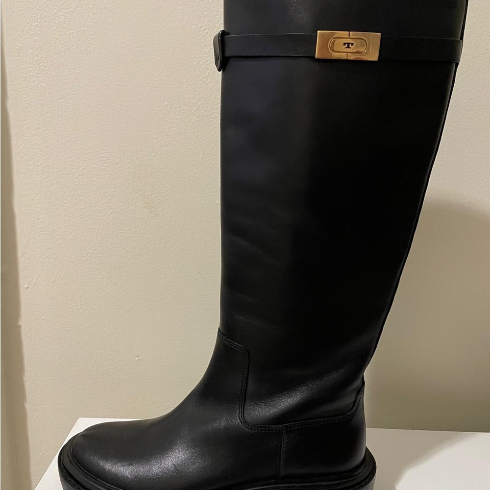Tory Burch Black Leather Knee High Boots